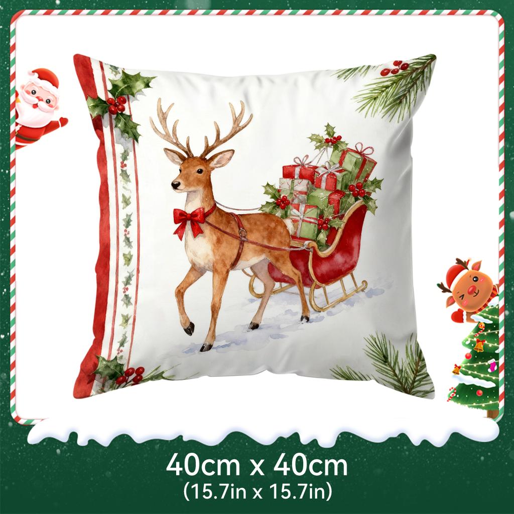 Holly Christmas Tree Cushions Pillowcase Polyester Cushion Cover Throw Pillow Pillowcover Home Car Sofa Decor