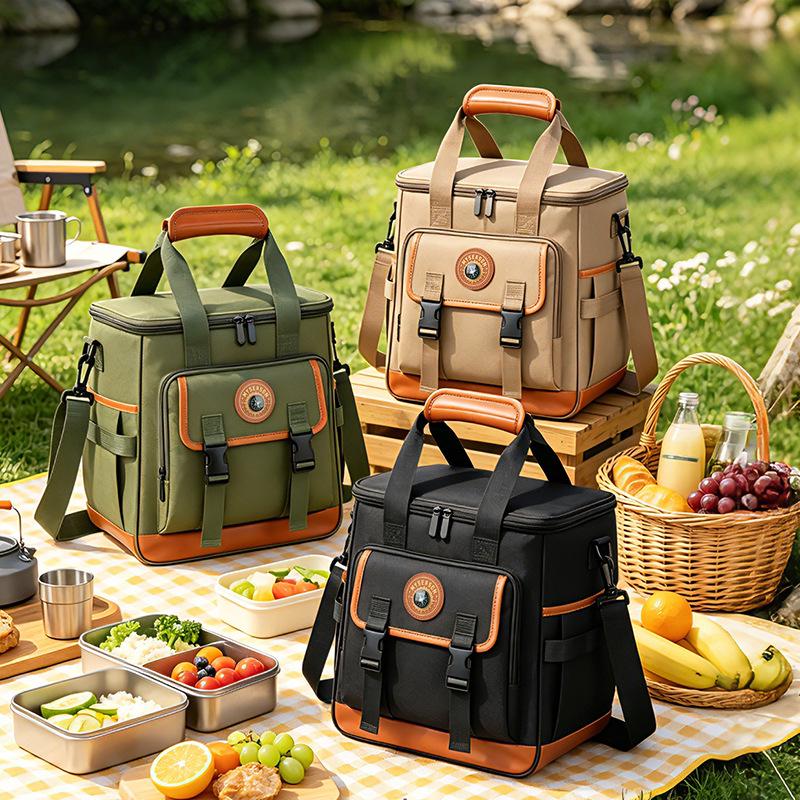 Large Capacity Insulated Outdoor Picnic Crossbody Travel Bag for Camping & Food Storage