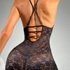 Black Sexy Lace Suspender Dress Women's Cross Strap Slim Skinny Nightdress