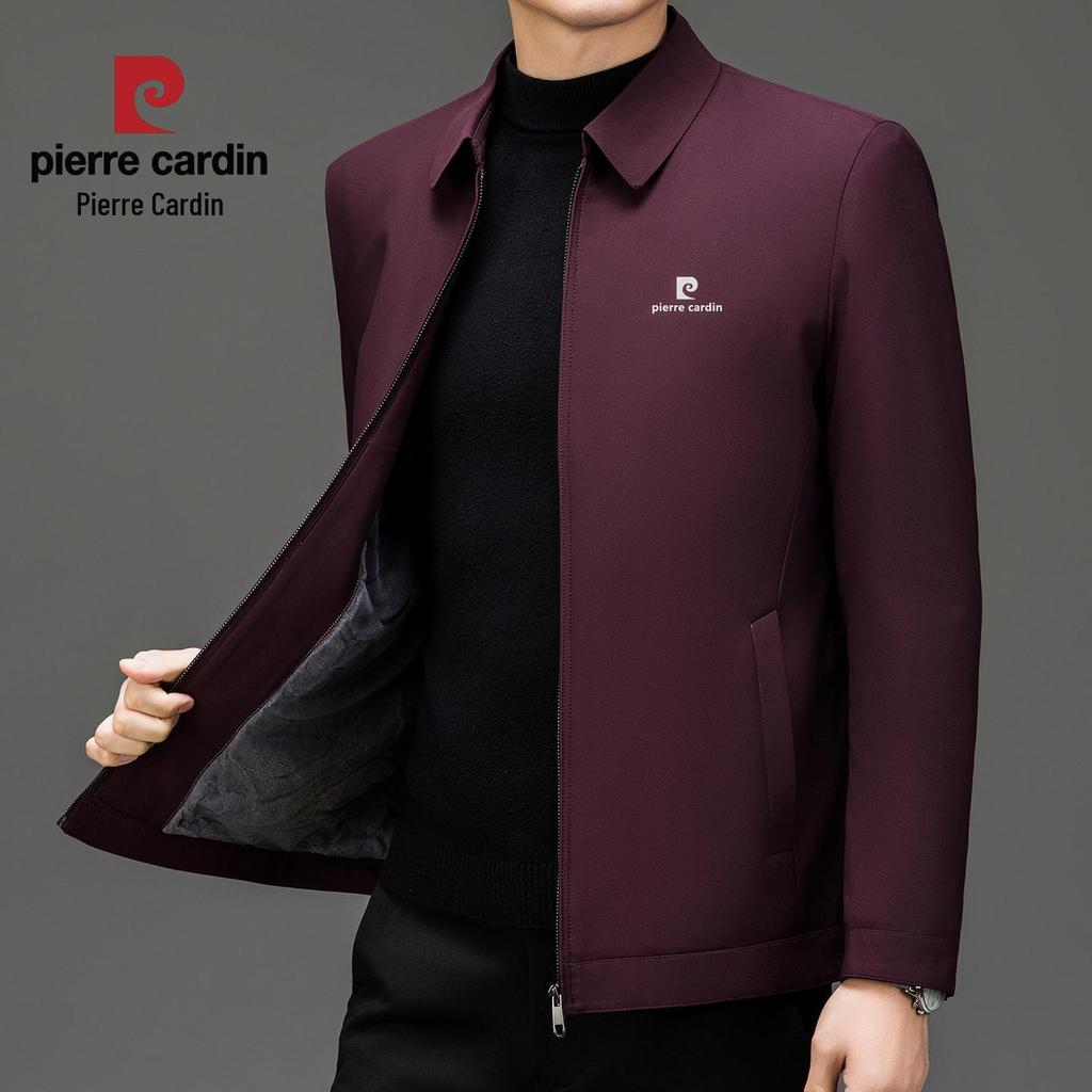 Pierre Cardin Men's Executive Plus Velvet Lapel Jacket - 2025 Autumn/Winter Mid-Aged Dad Suit Collar Outerwear