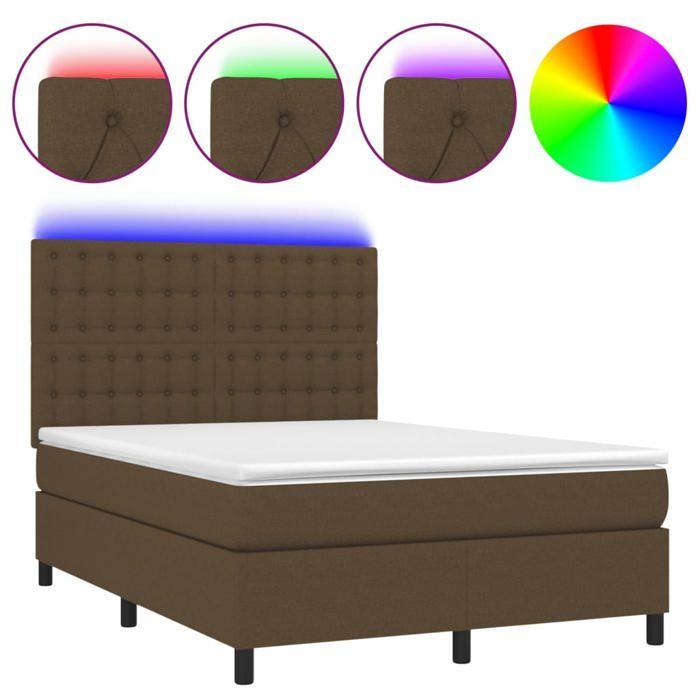 Maison Exclusive - Sommier à lattes de lit matelas et LED Marron foncé 140x190 cm