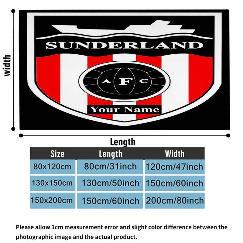 1PC Sunderland A.F Custom Name Patterned Flannel Blanket Suitable For All Seasons for Home Decor Warmth and Comfort Gifts Holiday Present