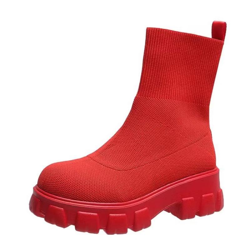 Women Boots New Platform Elastic Boots Women Breathable Slip on Ankle Boots Comfortable Elegant Shoes  for Women Botas De Mujer