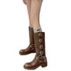 Short boots women's retro western cowboy boots autumn and winter boots thick leather martin boots sleeve knight boots.