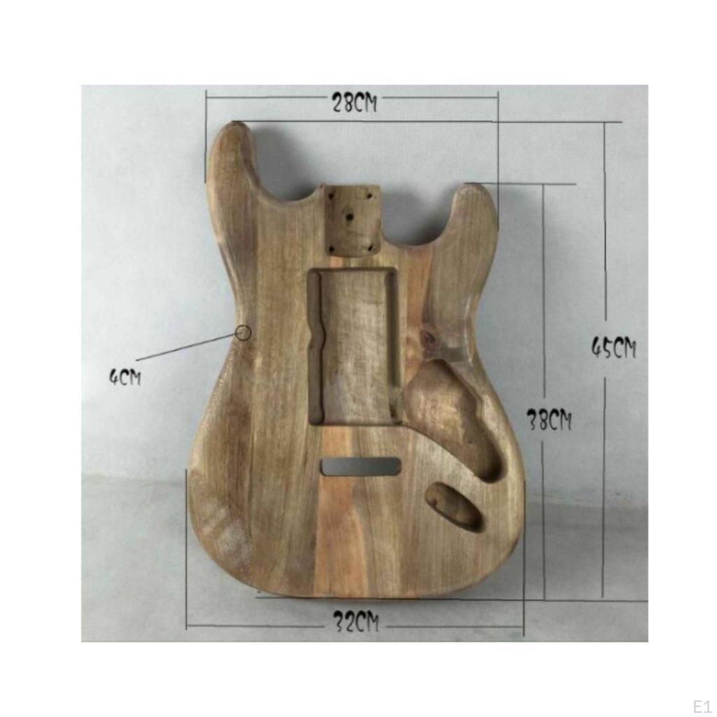 Hardwood Electric Guitar Body Unfinished ST Style DIY Musical Instrument Part for Repair