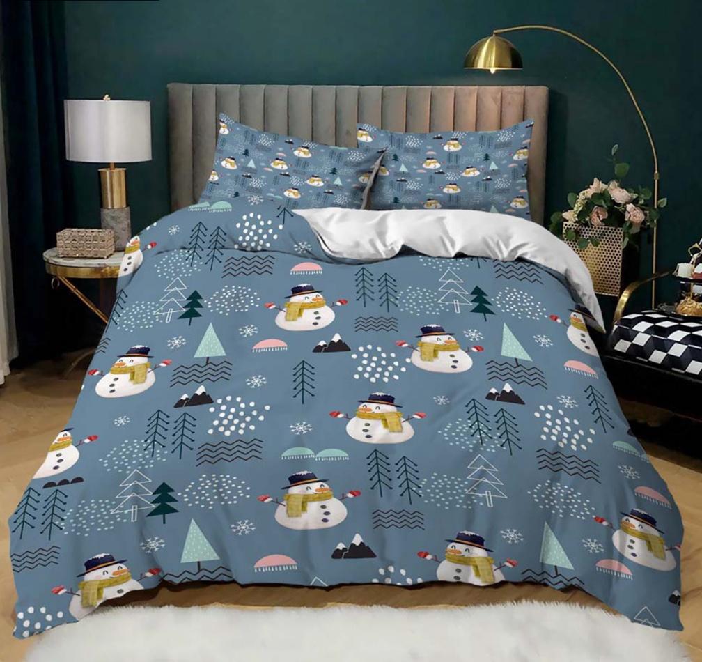 Christmas Duvet Cover Set Queen King Size Winter Snowflake Elk Car Pattern Soft Quilt Set Christmas Themed Quilt Set 3 Pcs
