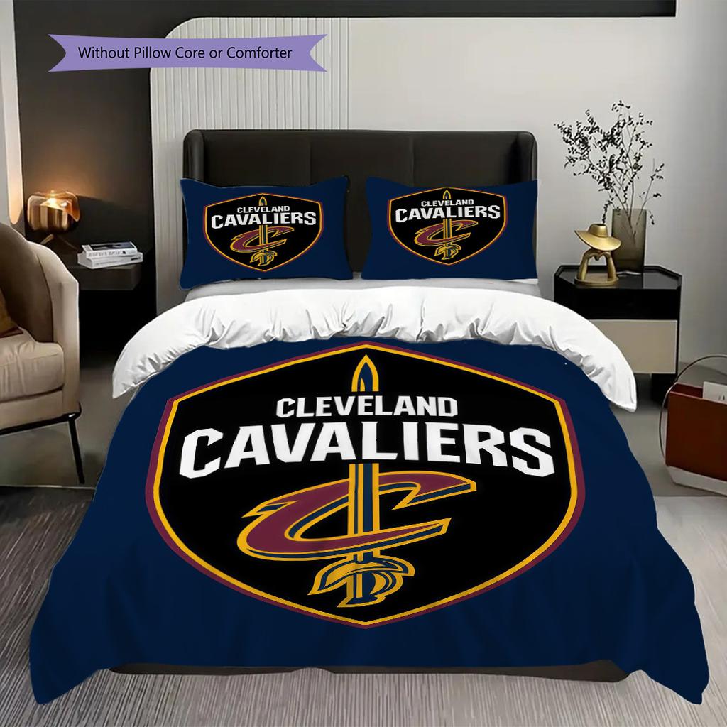 Cleveland Cavaliers Logo Bedding(1 * Duvet Cover + 2 * Pillowcase, Without Core) Soft and Comfortable Christmas Birthday Gift