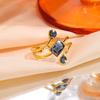 Personalized Design Open Stainless Steel Ring Female Color Zircon Couple Pair Ring Sugar Cube Ring Does Not Fade
