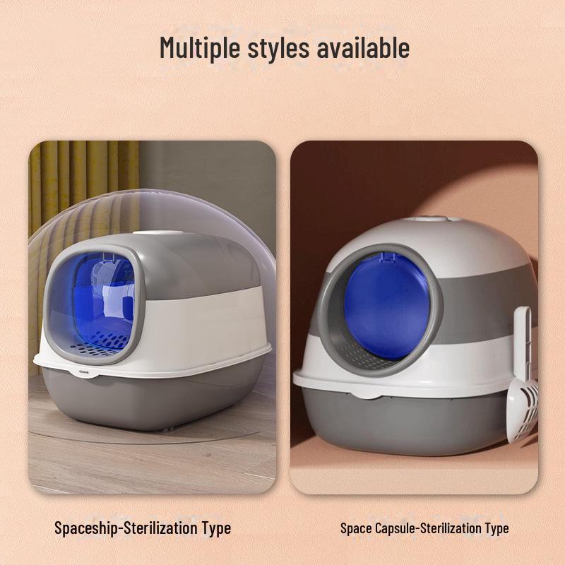 Fully Enclosed Oversized Cat Litter Box with One-Button Folding, Sterilization, and Deodorization.