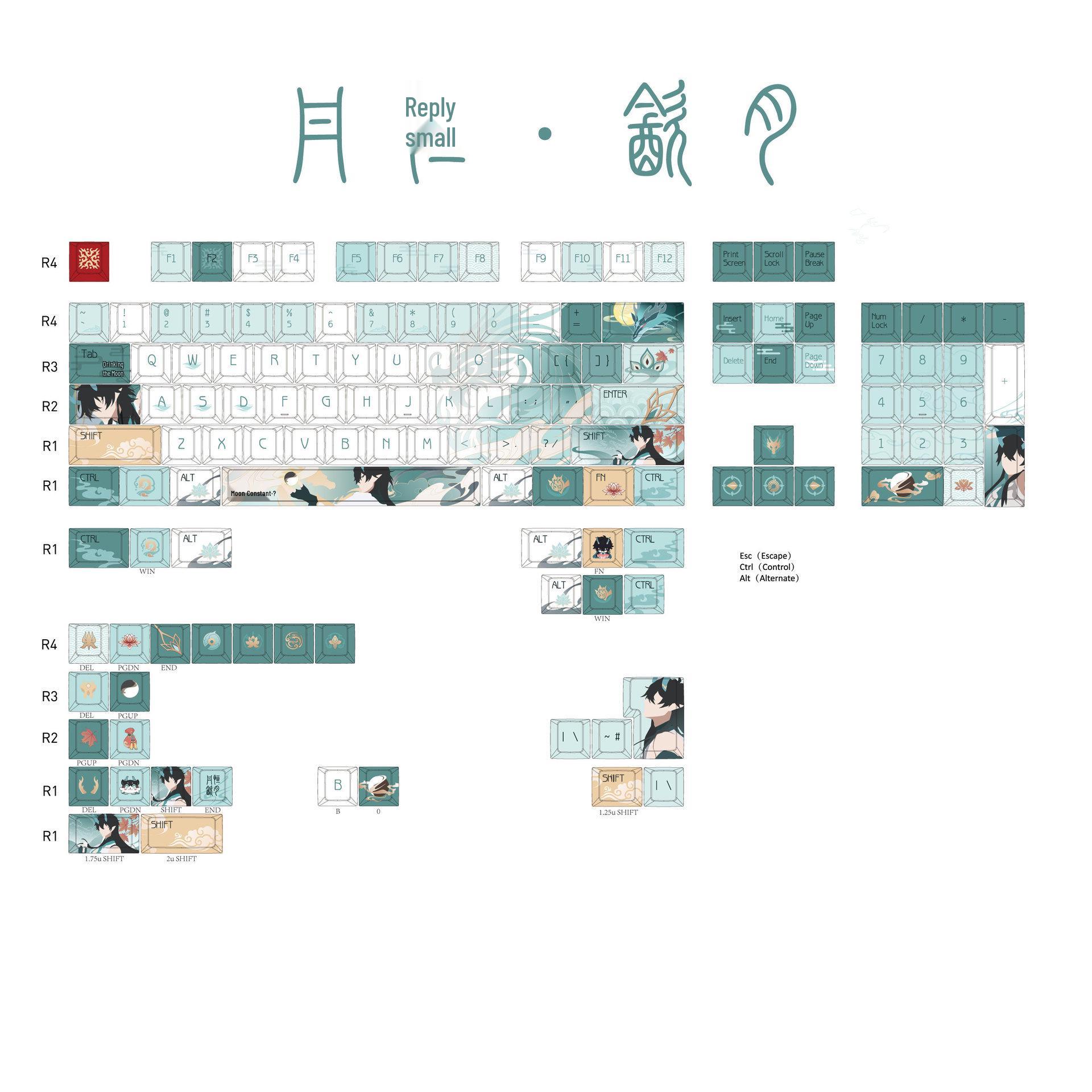 Dan Heng Ретро PBT износостойкий колпачок для клавиш с крестообразным штоком, пятисторонняя термопечать white