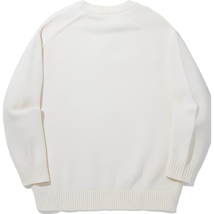 Li Ning Vital Series Sports Casual Solid Color Simple Knit Sweater Unisex Sweater Pearl-White AMBU289-1