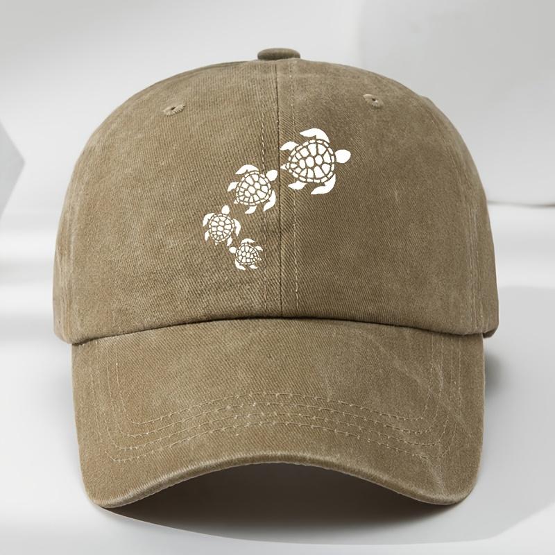 Fun cartoon turtle print baseball cap for outdoor men's leisure sports, moisture wicking duckbill cap, retro sun hat