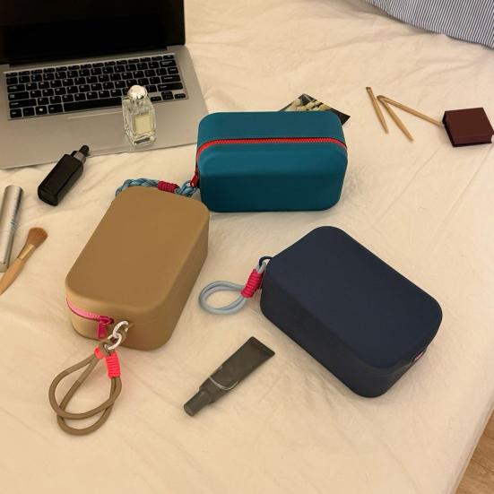 Silikonová úložná taška s velkou kapacitou, vodotěsné zapínání na zip, přenosná make-up taška, kosmetický organizér