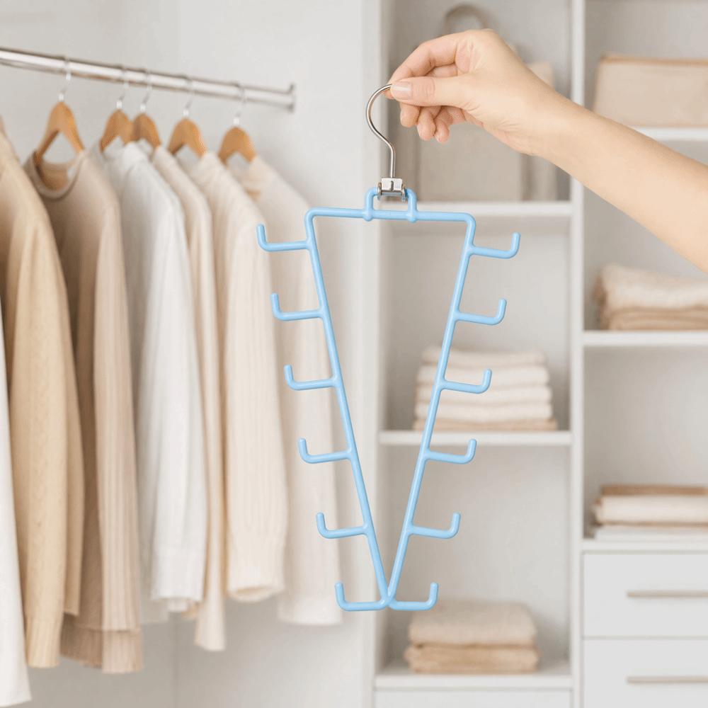 2Pcs Rotatable Double Sided Hanger 12 Hooks Laundry Hanger Metal V Shaped Hanger  Wardrobe