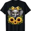 Cute Baby Elephant With Sunflower T Shirt