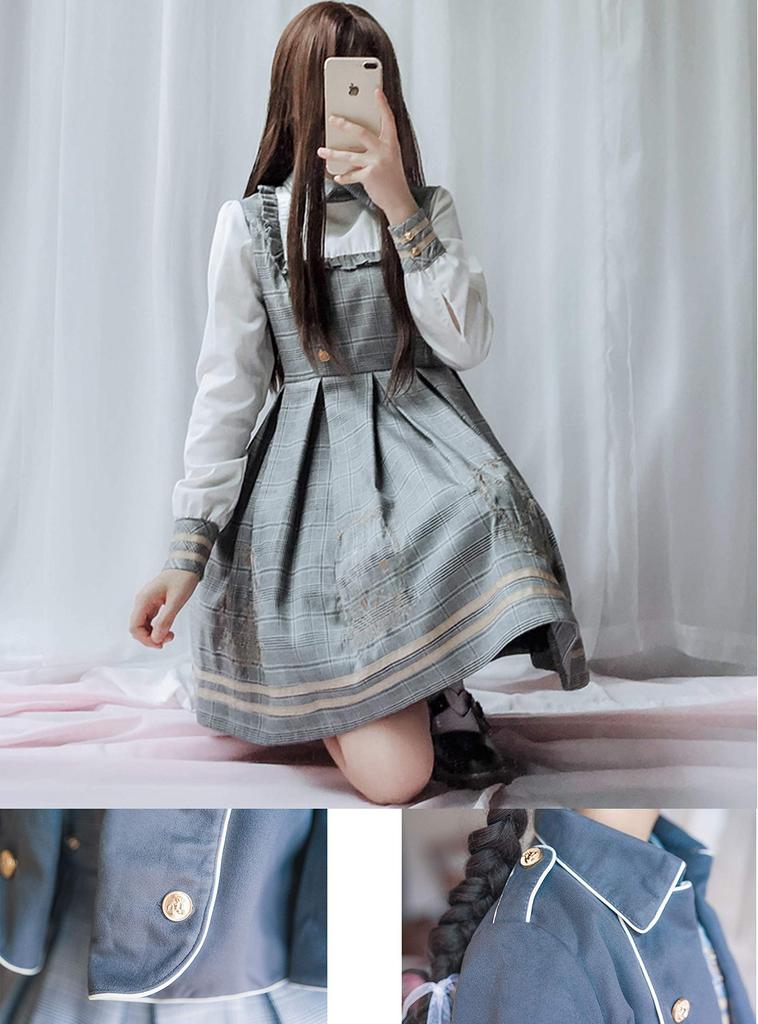 One Piece Lolita Langarmuniform Cosplay Lolita Detective Große Größe Crossdressing Mori Girl School Süße Kleidung JK Uniform Set Cosplay Lolita