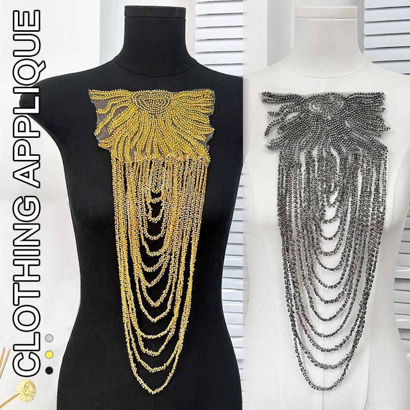 2 Pcs Tassel Chain Shoulder Ornaments Fringed Chain Sequin Epaulettes Wedding Dress Patch Diy Applique Coat Decor Accessories