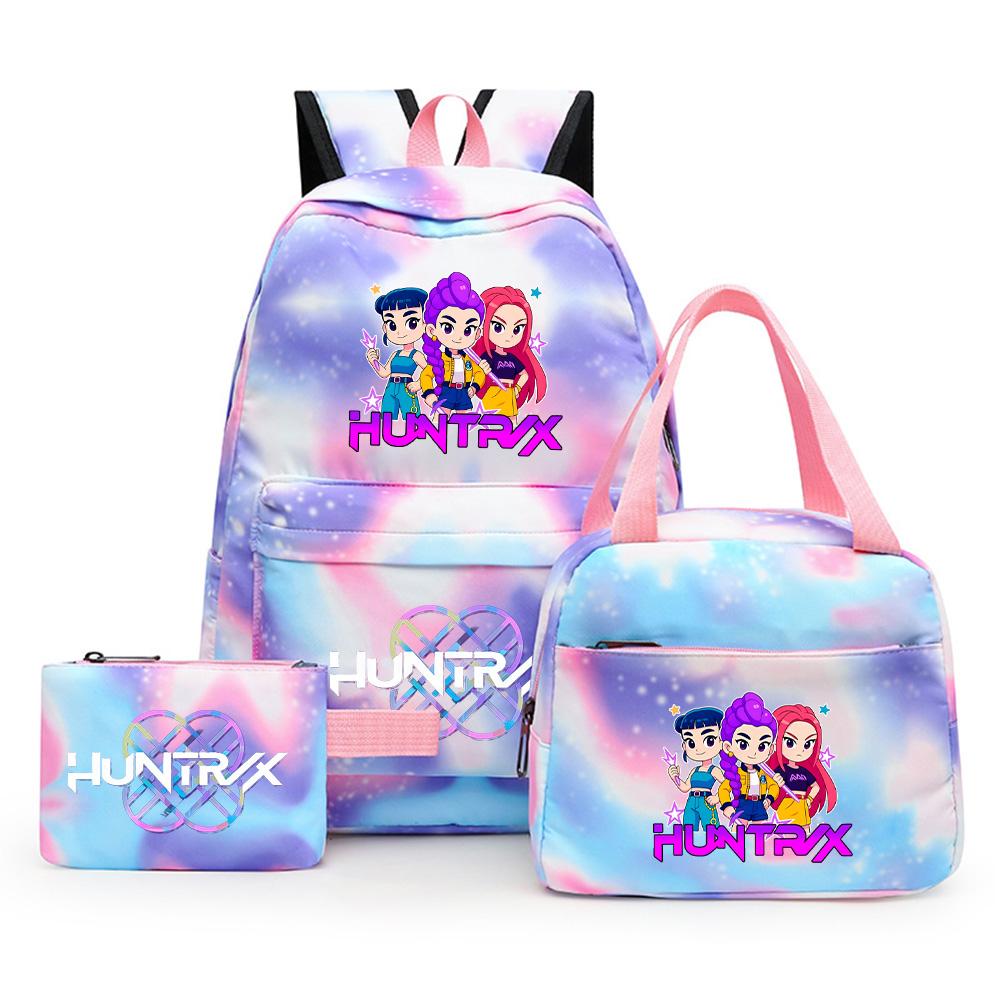 3Pcs/set Anime Demon Hunters Printed Backpack with Shoulder Bag Pengcil Case for Teenager Large Capacity Waterproof Bookbag Back To School Gift
