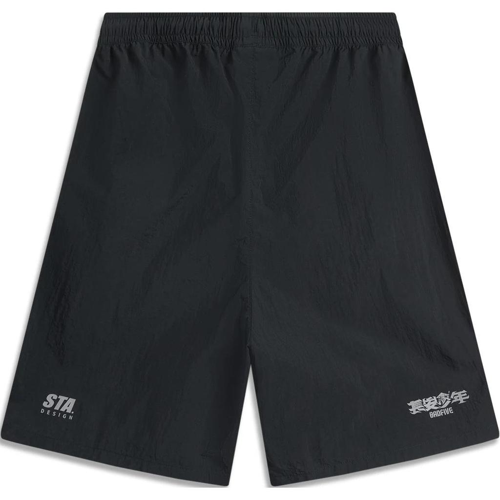 Li Ning Badfive Color Block Mid Waist Drawstring Comfortable Breathable Loose Straight Leg Sports Shorts Men Shorts Black Cold-Sand-Black AKSU967-1