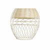 Suspension - Métal - Rotin - Blanc - Marron Clair - 50W - 30x30x38cm