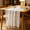 Lace Table Runner, Embroidery Floral Lace Table Cover with Tassel for Wedding, Afternoon Tea, Party Decor, Piano Top Cover