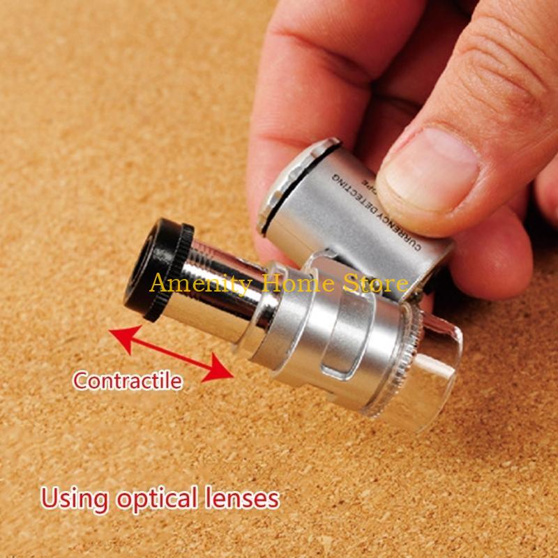 

F26C Portable Pocket Microscope with 60X Magnification LED Light & UV Light Suitable for Jewelry & Currency Observations CN