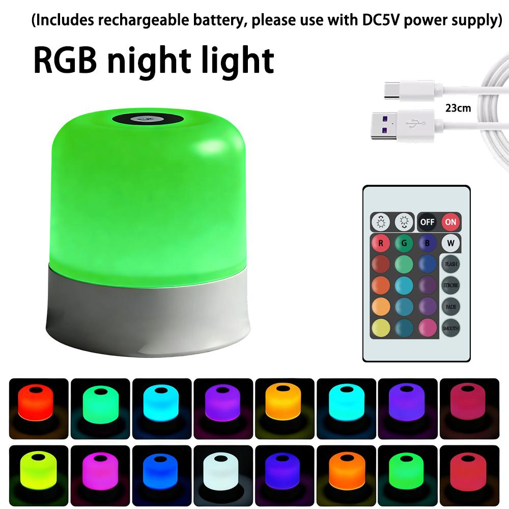 Touch night light touch adjustment RGB rechargeable outdoor camping light atmosphere light family children's room light