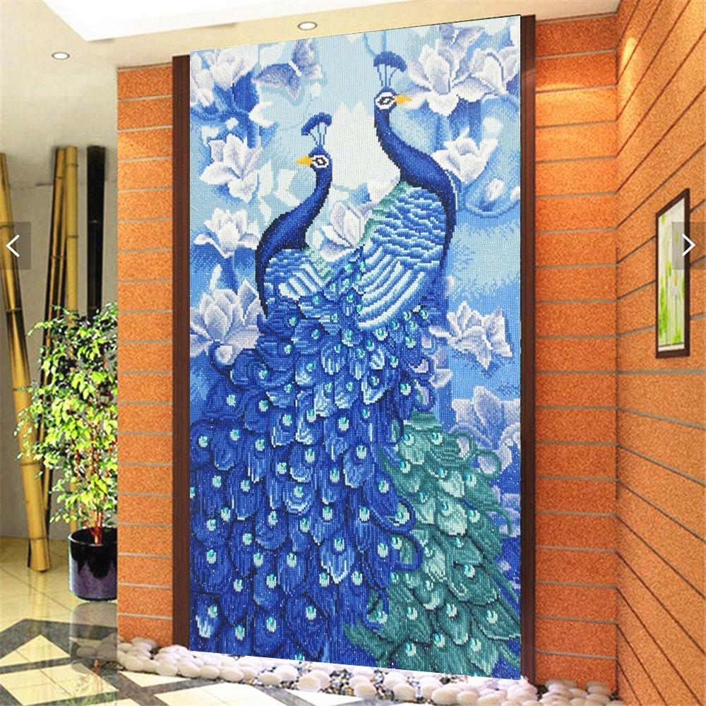 

Алмазная картина 5D Павлины 40*90см HUACAN 40*90 cm
