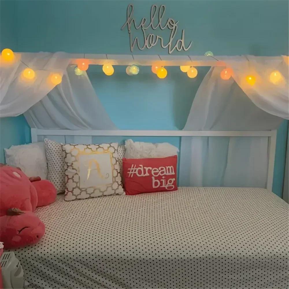LED 4CM Cotton Ball Garlands Fairy Lights String Battery Power Christmas Outdoor Navidad Garden Bedroom Wedding Decoration