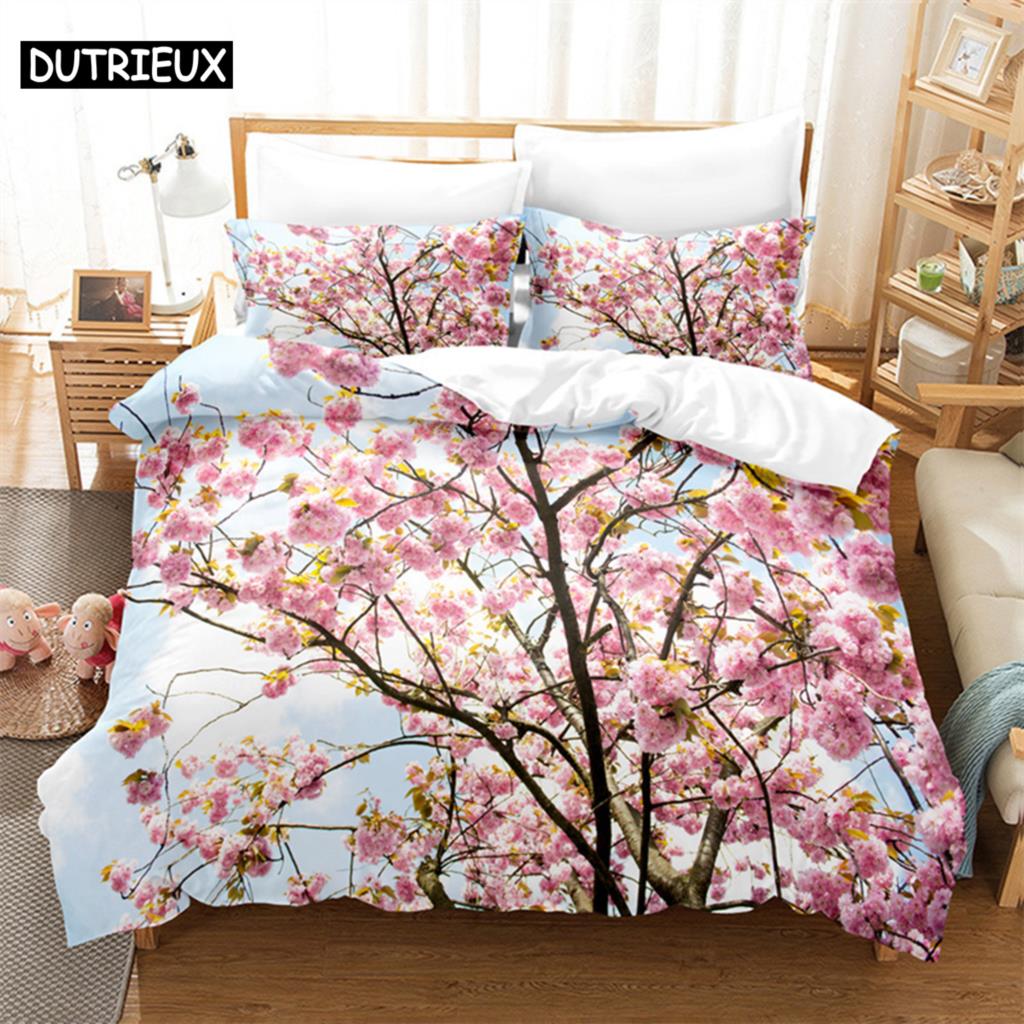 

Fresh Flowers Queen Bedding Set Duvet Cover Kids Bedroom Bed Set Comforter Cover Set King Size Duvet Cover Set Bedding Sets (135x200cm)&set