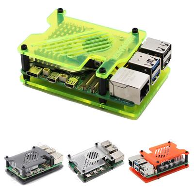Acrylic Frosted Transparent Box for Raspberry Pi 5 with Radiator & Active Cooling Fan