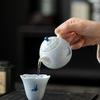 Underglaze Hand Painted Ceramic Teapot Blue Butterfly Design Ball Filter Small Kungfu Tea Set Home Office Use Chinese Style