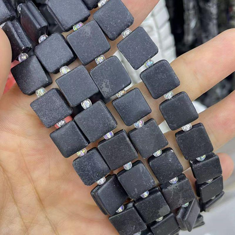 Naturstein Achat Kristall gerillte quadratische Schmuck-DIY-Accessoires, 10x10 unregelmäßige Stücke