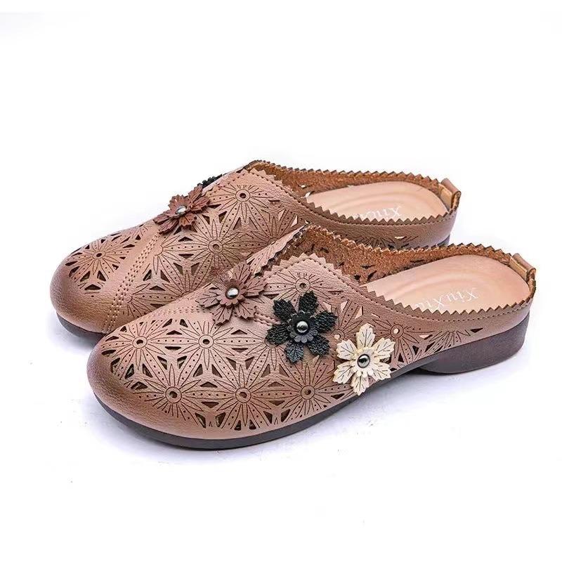

Summer s New Mom Shoes, Hollowed-out Croquet Shoes, Soft-soled Anti-slip Sandals for Middle-aged and Elderly People, Women s Flat Flat Flip-flops 41