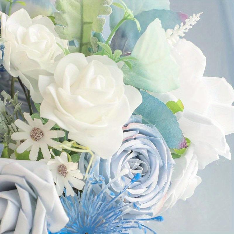 1Pc Artificial Flower Rose Gift Box Birthday Wedding Flower Head with Rod DIY Bridal Bouquet