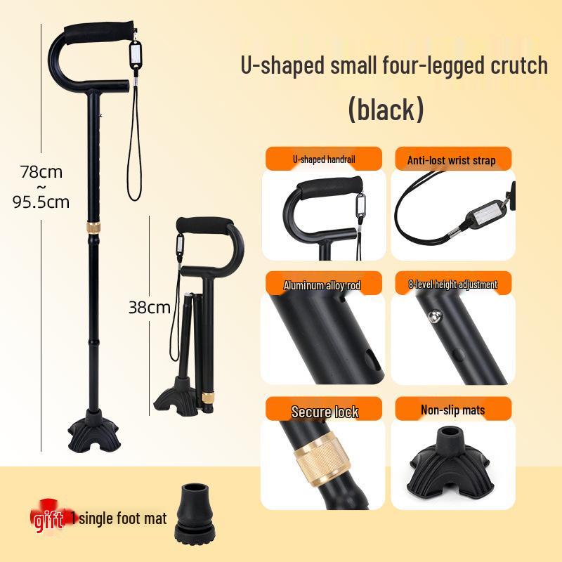 Adjustable Foldable Aluminum Cane with Anti-slip Design for Seniors and Disabled