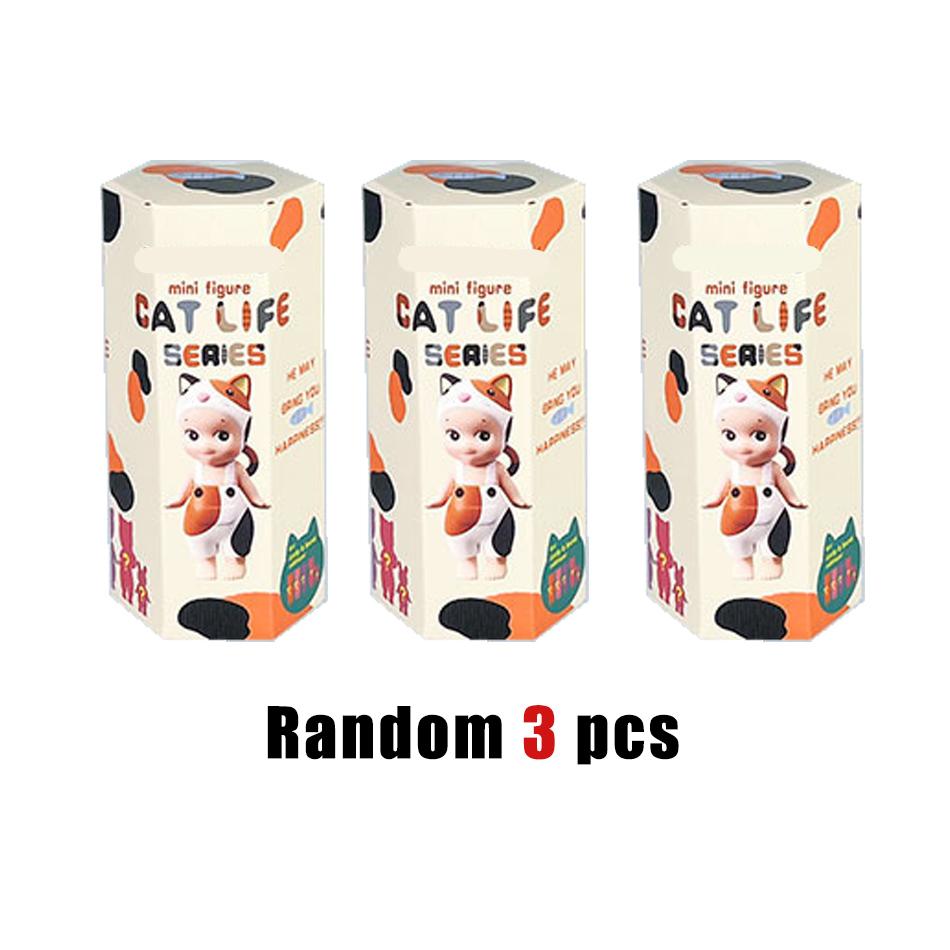 Angel Mini Figure Cat Life Series Blind Box Action Figures Toy Ornaments Doll Model for Fans Kids Christmas Gifts