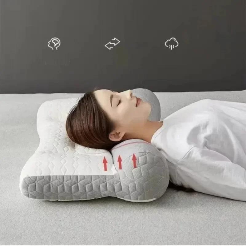 Latex memory pillow neck pillow orthopedic sleep aid neck pillow high elastic soft porosity suitable for home