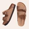 Fashion Crestar Women Classic Cork Slippers New Unisex Suede Flats Sandals With Arch Support Summer Beach Slides Adjustable Buckle Shoes