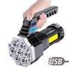 High Power LED Flashlights Camping Torch With 7 Lamp Beads And COB Side Light Rechargeable Portable Hand Lantern 4 Lighting Mode