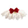 Bandana Adorável para Animal de Estimação Textura Macia Moda Laço de Veludo Renda Coleira para Cão Gato Com Sino Pequeno para Filhote