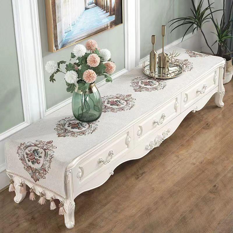 European Table Runner Luxury Silk Jacquard Table Runners Decorative Bed Runner Classic Table Flag Living Room Hotel