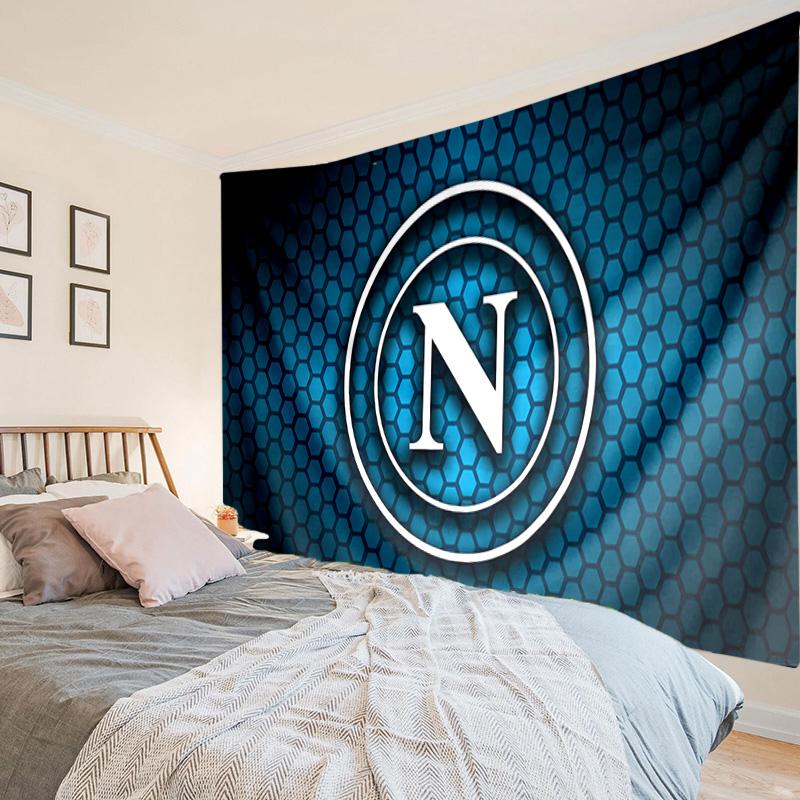 Electric Blue Napoli Logo Tapestry, Unique Design Tapestry, Wall Decor for Bedroom,Livingroom, Playroom,Heartwarming Fan Holiday Gifts