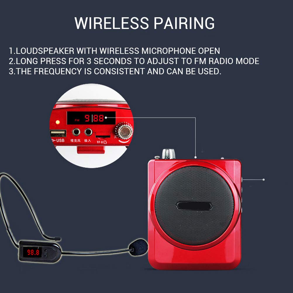 Sanwer FM Wireless Microphone, Portable Speaker Headset Microphone, Wireless, Lightweight Stereo Microphone, FM Recording, Video Recording,