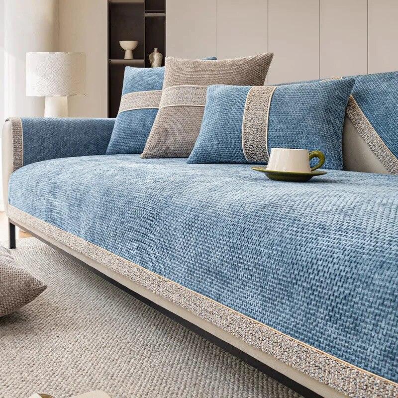 Chenille Sofa Cover Solid Color Four Seasons Universal Sofa Towel Anti-slip Couch Cushion for Living Room Sofas Protector Cover
