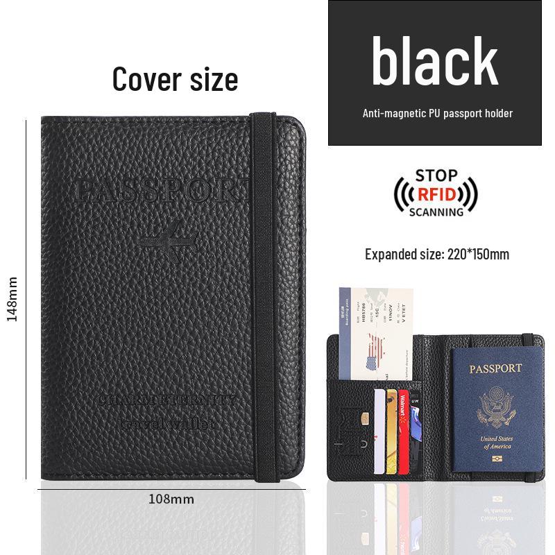 

Тримач для паспорта та документів з PU шкіри з RFID-захистом та відділеннями для кількох карток Lychee Pattern Black