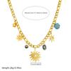 DIEYURO 316L Stainless Steel Golden Sun Inlay Zircon Colored Crystal Flower Pendant Necklace Bracelet Set Lady New Trend Jewelry
