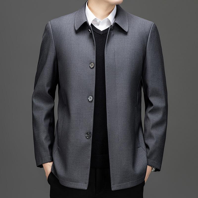 

Простое пальто средней длины с отстегивающейся подкладкой из пуха для мужчин, новая зимняя деловая повседневная куртка для мужчин 195 серый