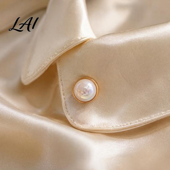 Safety Button Pin 2Pcs Faux Pearl Magnetic Clothes Button Fake Cat Eye Stone Brooch No Sew for Shirts Scarf Shawl Clothing Decorative