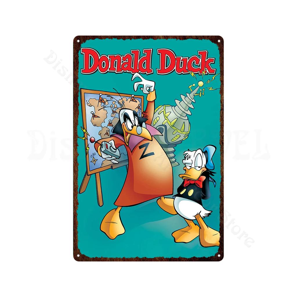 Metal Signs Donald Duck Uncle Scrooge Classic Animation Metal Poster Decorative Tin Painting Vintage Retro Kid Room Decor